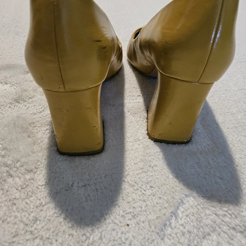 Zara Yellow Block Heels Size 9 Office Chunky Minimalist Retro Y2K Office Casual - Picture 7 of 10